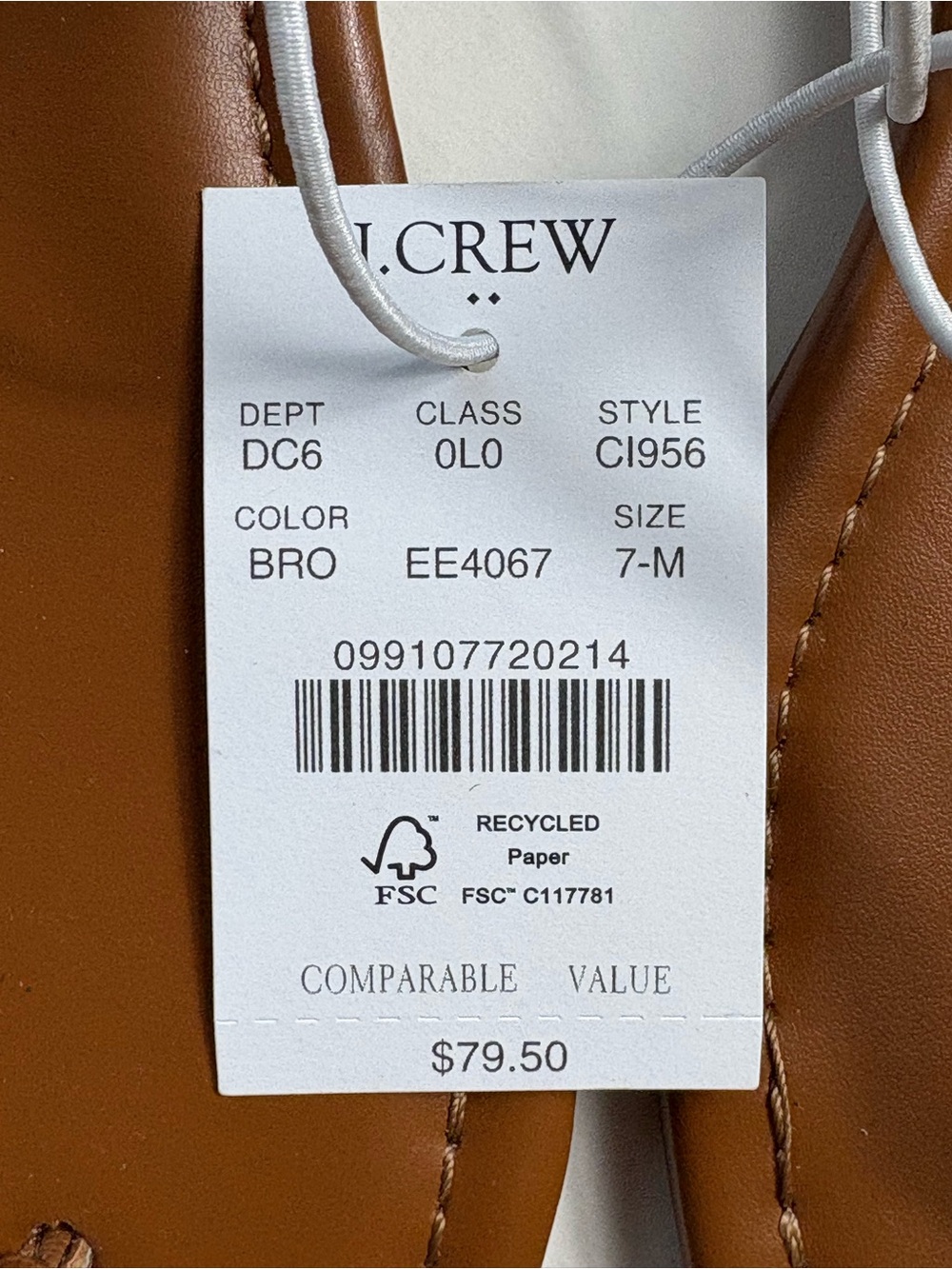 NWT J Crew Factory Ankle Strap Thong Sandals 7 Cognac Brown CI956 - Picture 5 of 5
